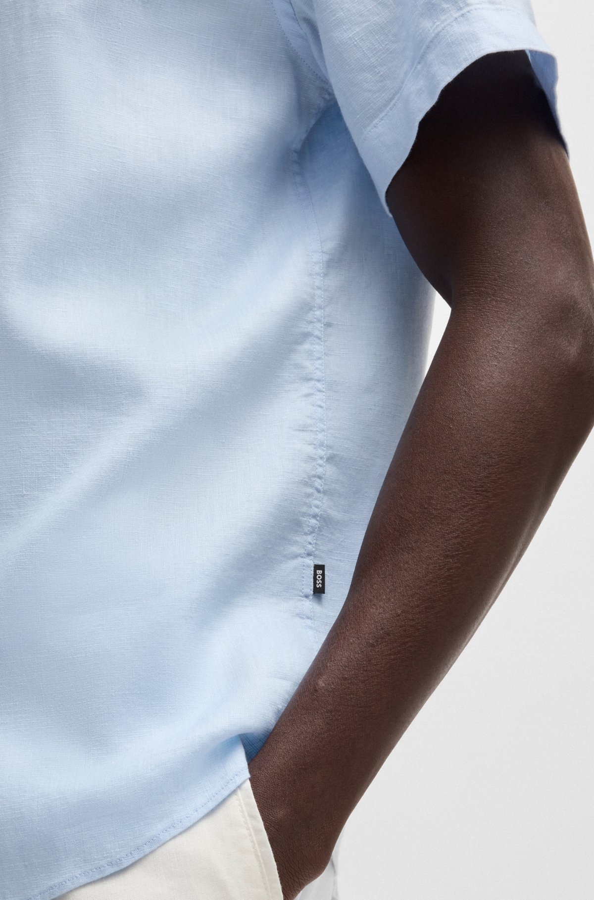 SLIM-FIT SHIRT IN STRETCH LINEN - 5