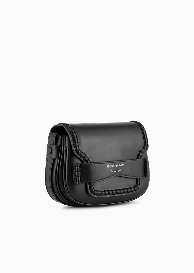 EMPORIO ARMANI Small shoulder bag in leather with flap and logo gusset outlook
