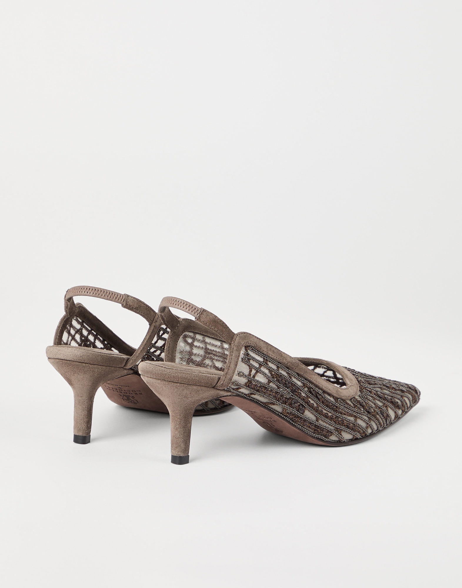 Glistening abstract embroidery city heels in suede - 2