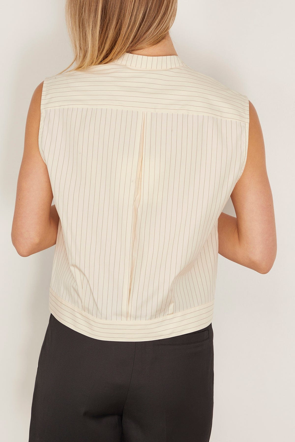 Hale Stripes Sleeveless Boxy Top in Ivory/Black - 4