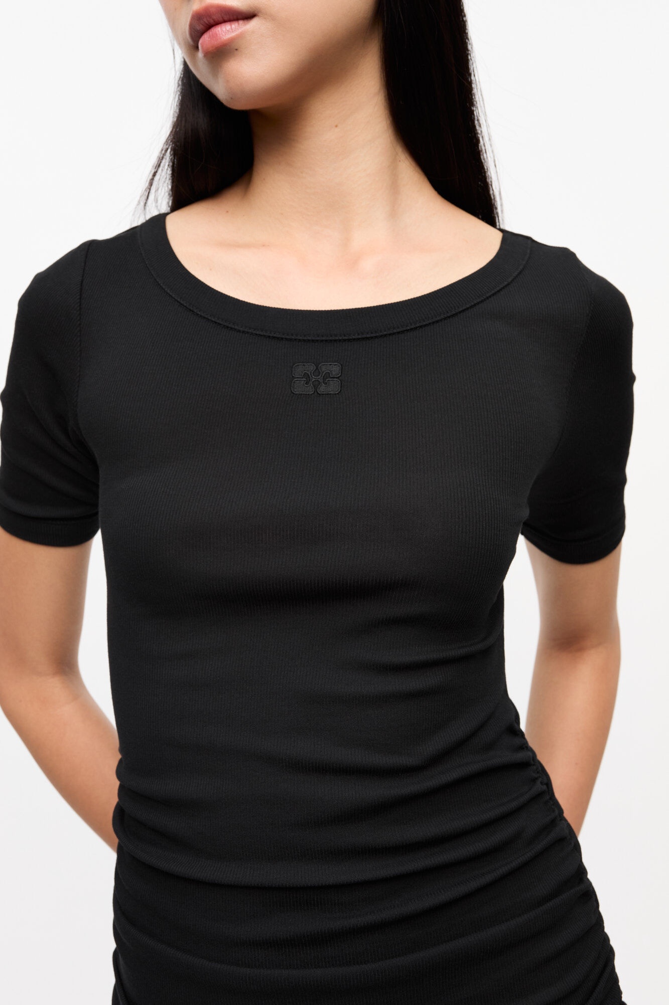 BLACK SOFT COTTON RIB DRESS - 4