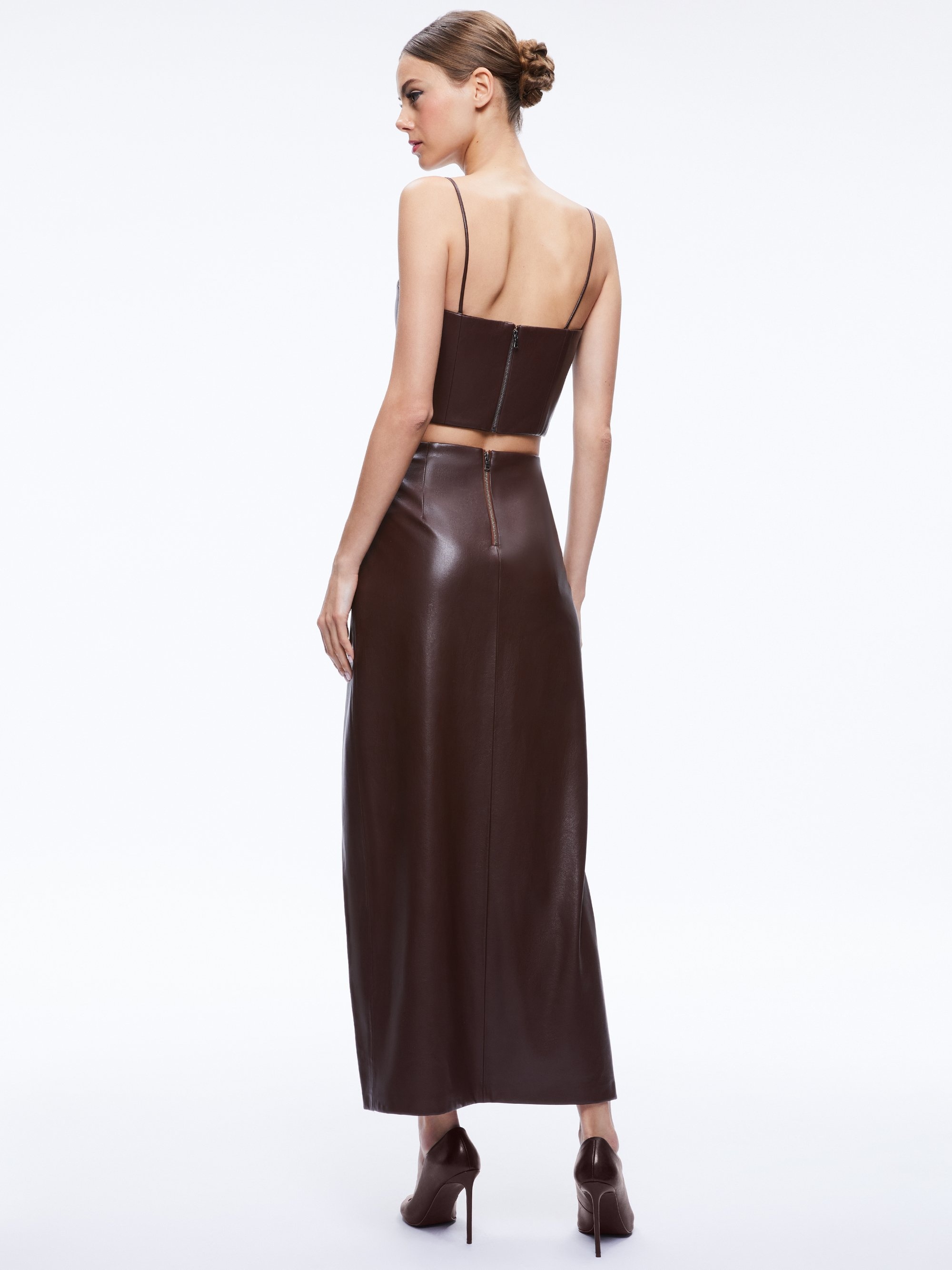 SIOBHAN VEGAN LEATHER MAXI SKIRT - 2