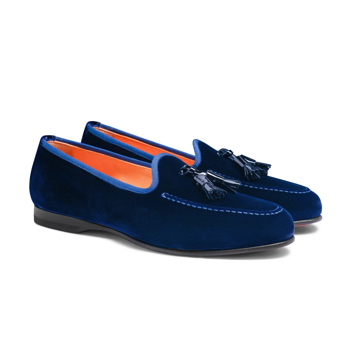 Men’s blue velvet Andrea tassel loafer - 2