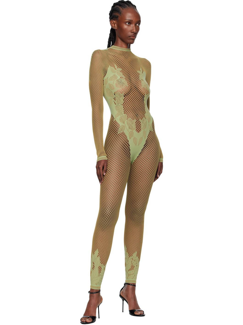 POSTER GIRL Green Leaves Fishnet Capri Jumpsuit outlook