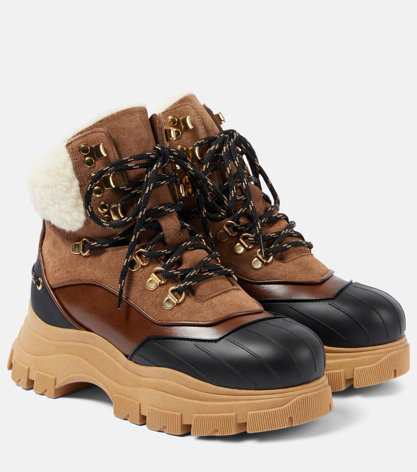 Sporty Shearling leather lace-up boots - 1