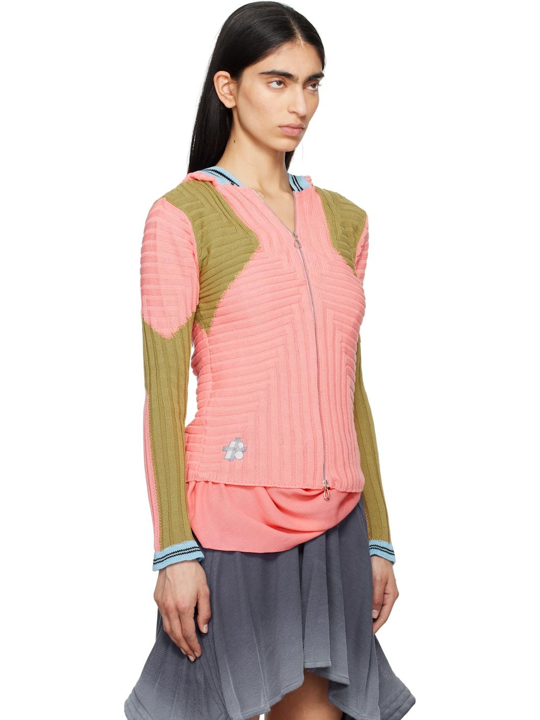 Pink & Green Quimby Fitted Knit Hoodie - 2
