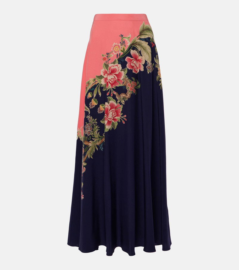 Printed silk crêpe de chine maxi skirt - 1