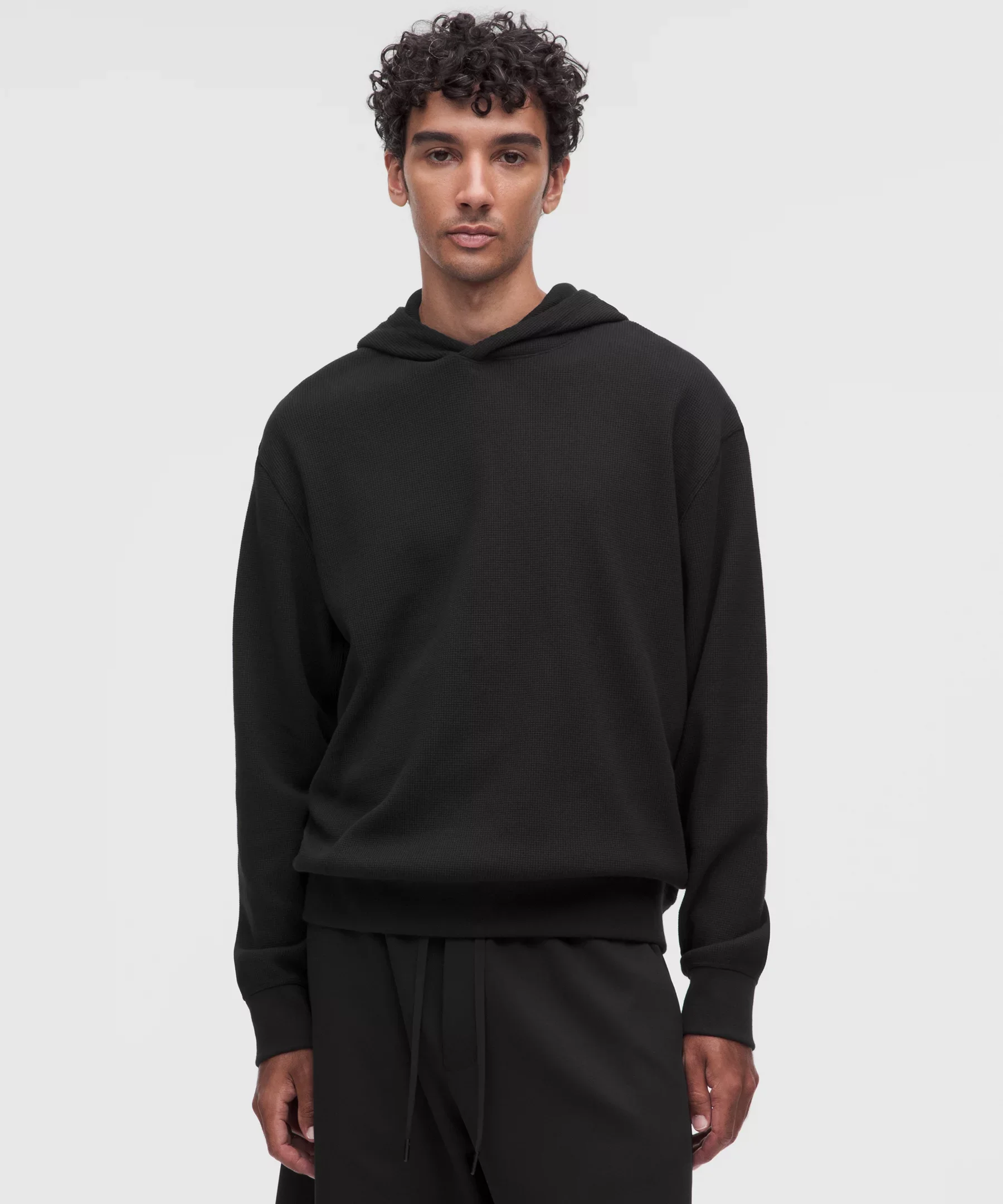 Cotton-Blend Relaxed-Fit Waffle Knit Hoodie - 1