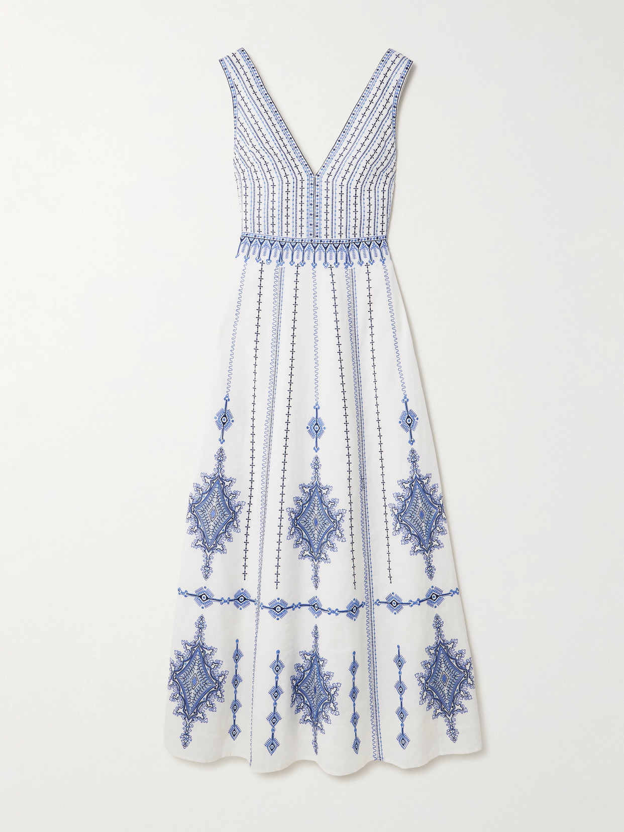 Nellie Embroidered Linen And Cotton-blend Maxi Dress - 1