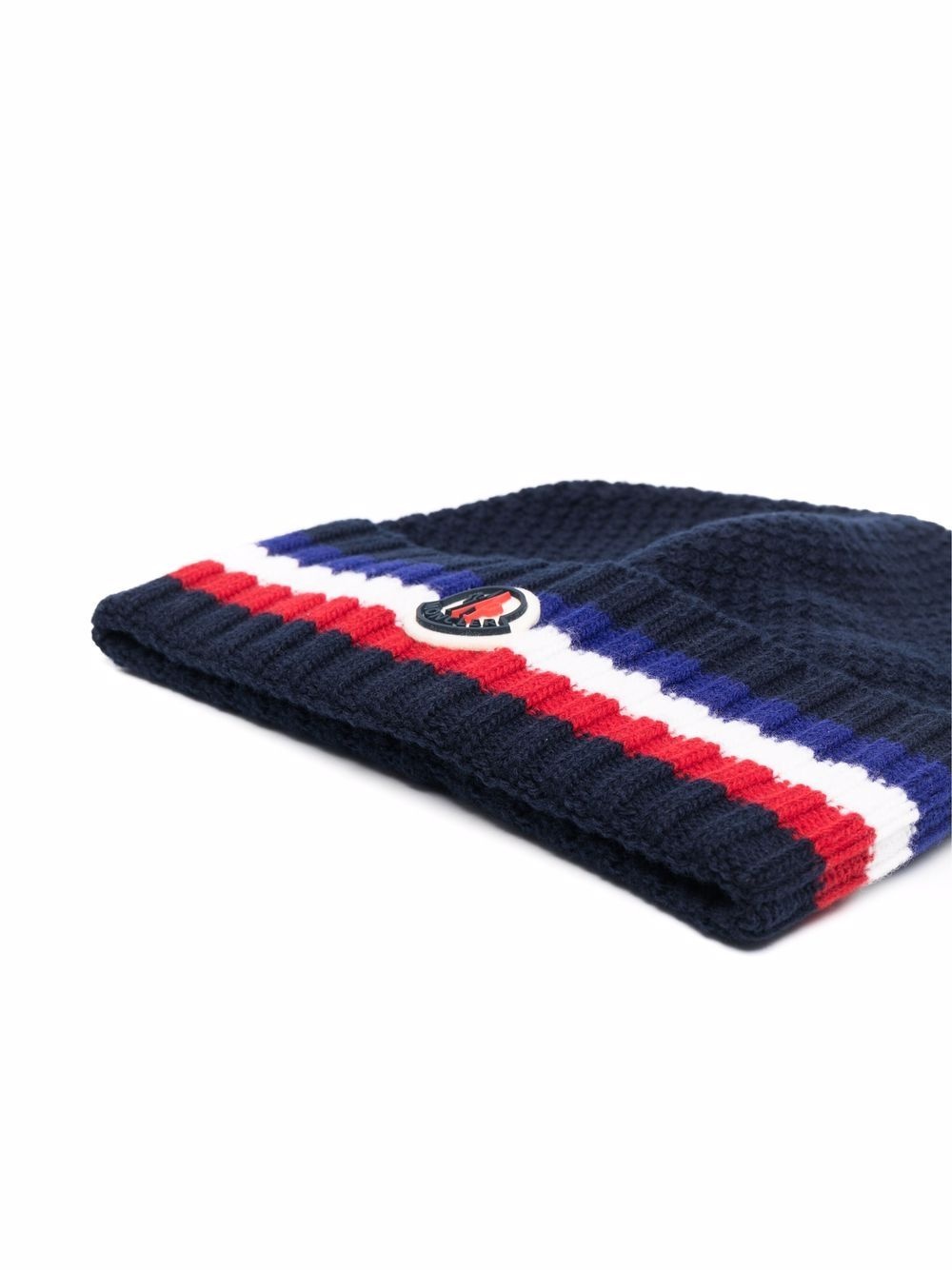 logo patch knitted beanie - 2