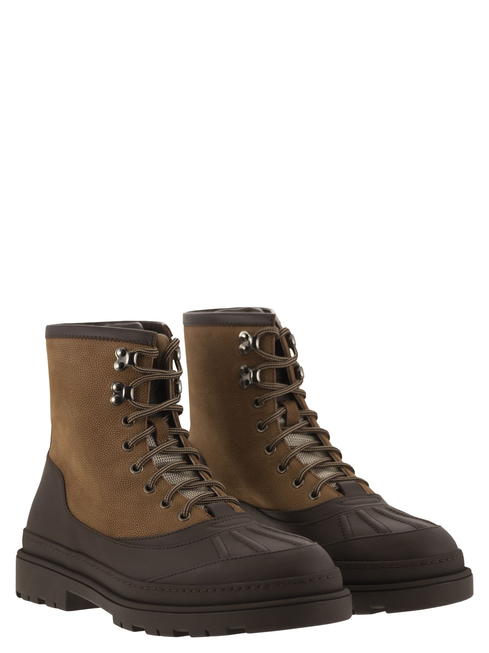 Brunello Cucinelli Men Duck Boot In Suede And Rubberised Calf Leather - 4