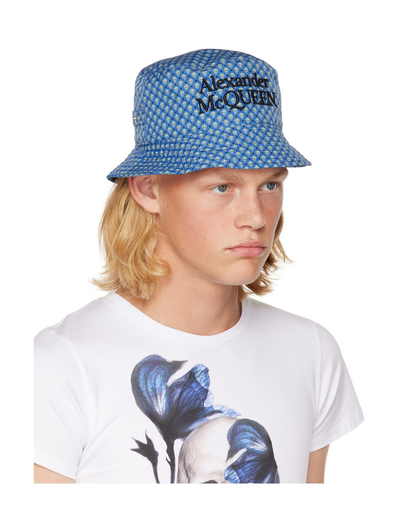 Alexander McQueen Blue Skull Dots Bucket Hat outlook