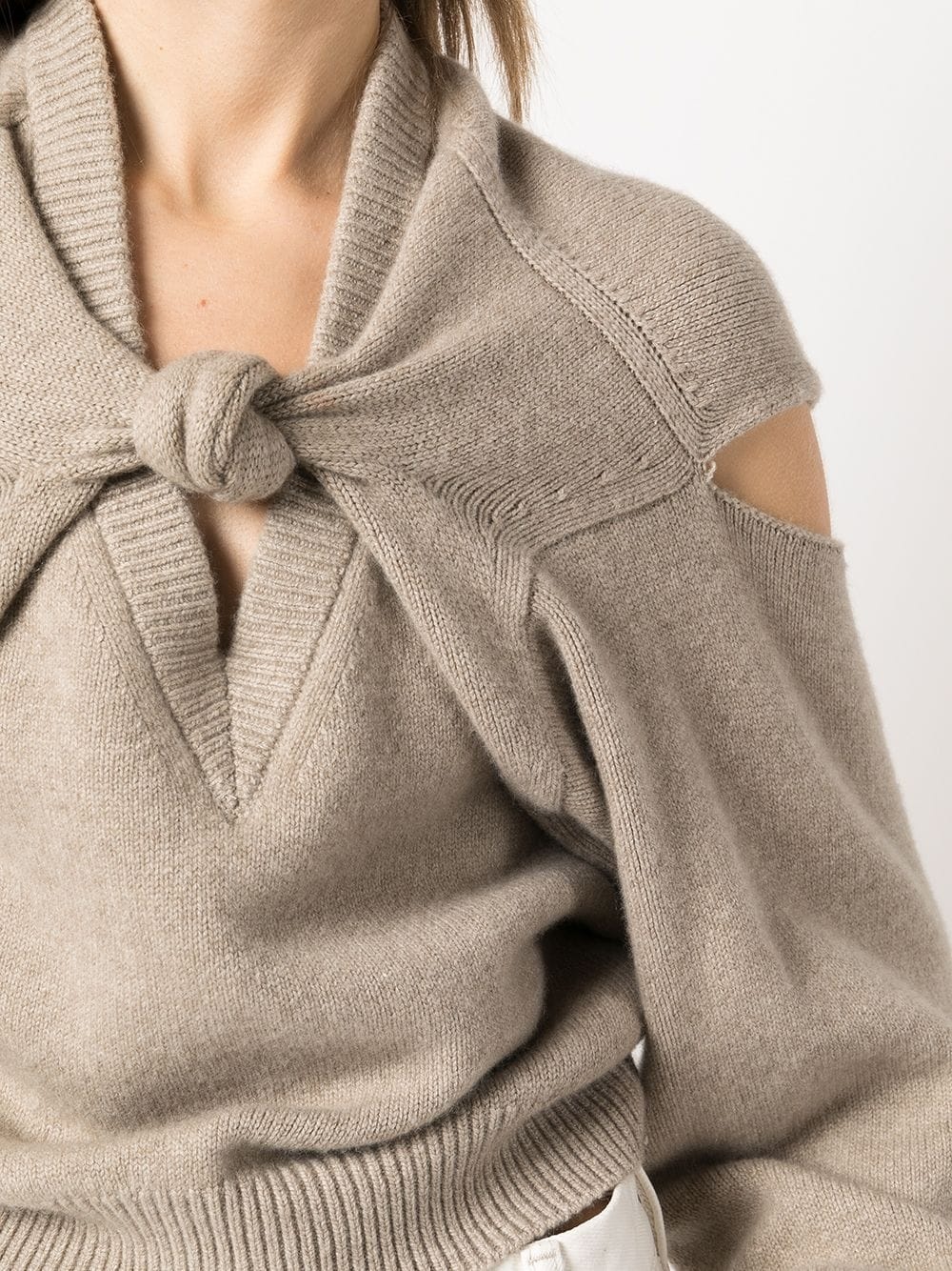knot-detail wool shrug - 5