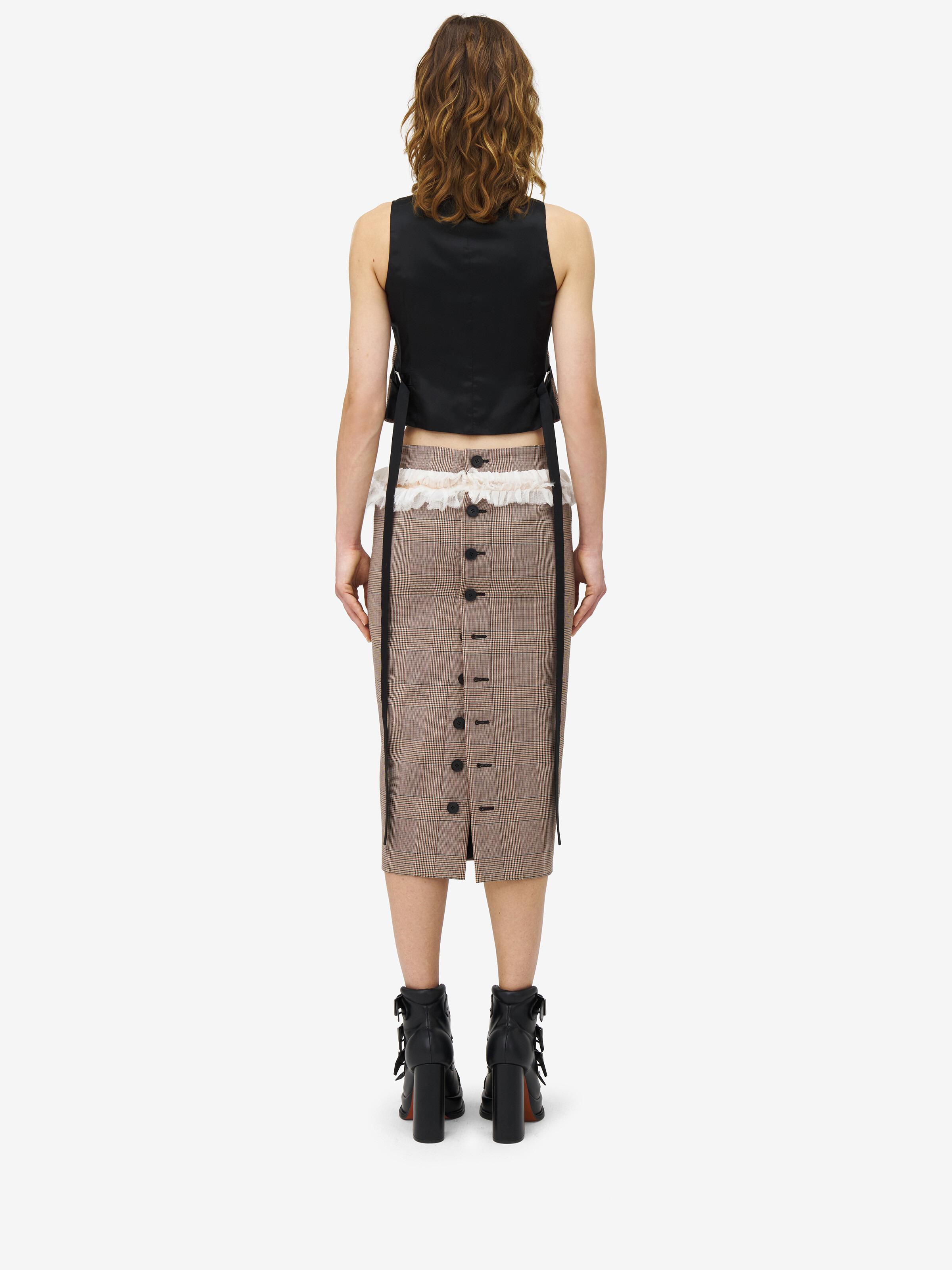 Heritage Check Slashed Buttoned Pencil Skirt - 4