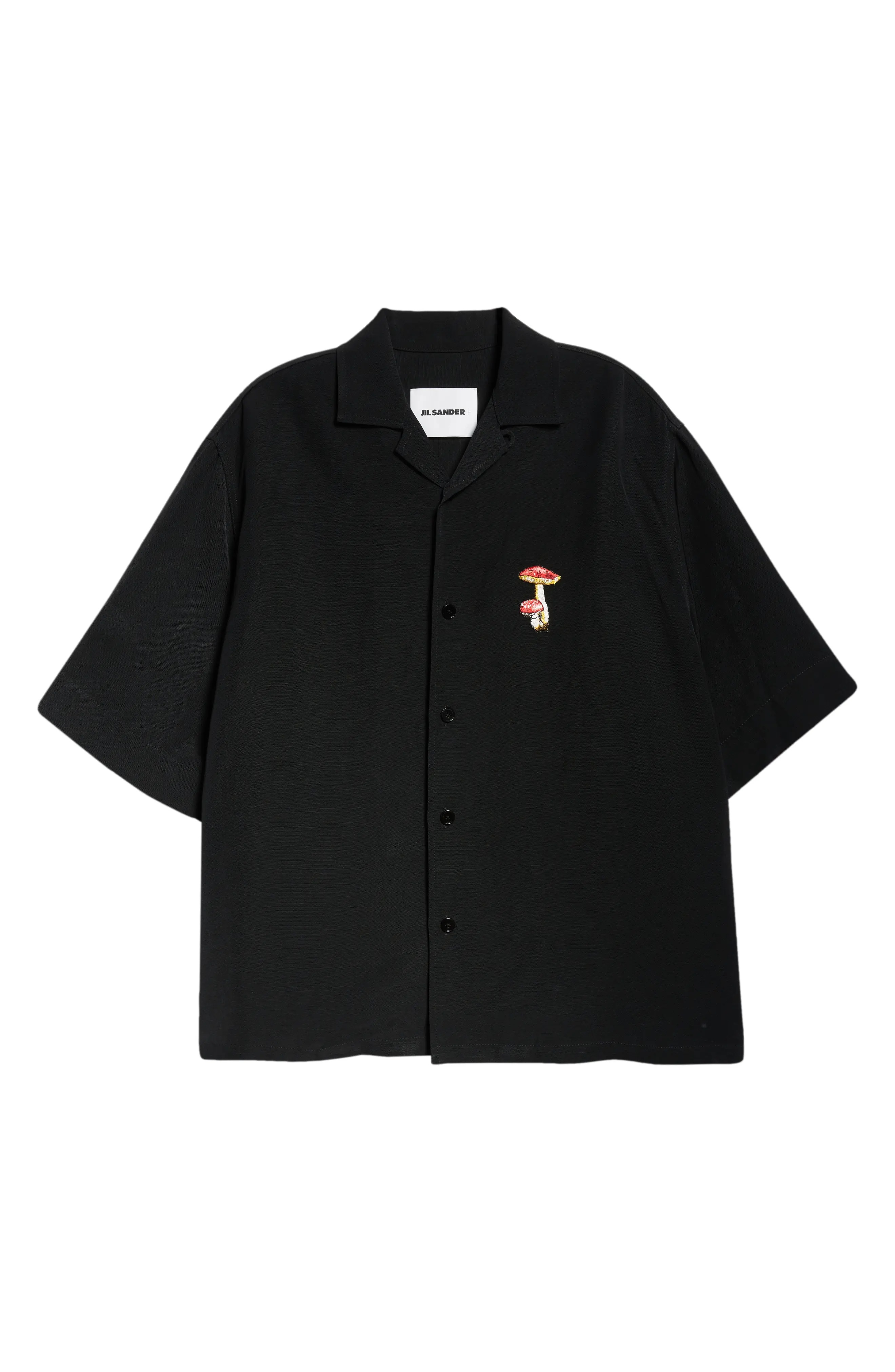 Embroidered Mushroom Short Sleeve Camp Shirt - 6