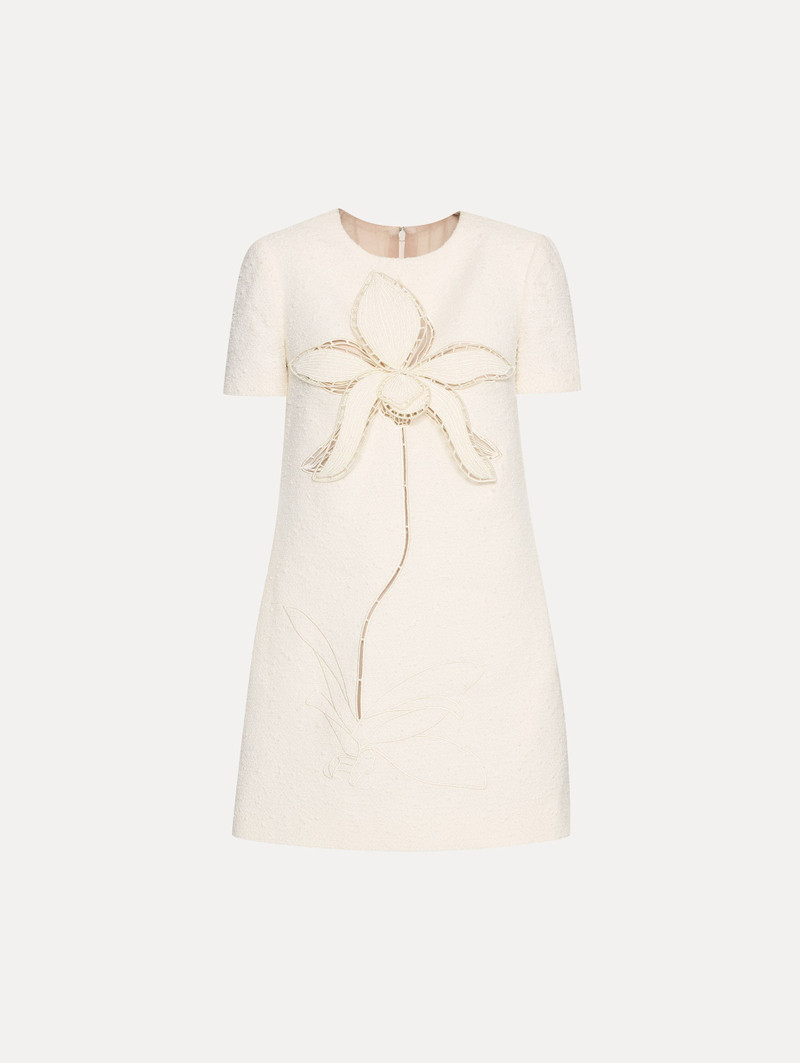 ORCHID EMBROIDERED TWEED SHIFT DRESS - 1