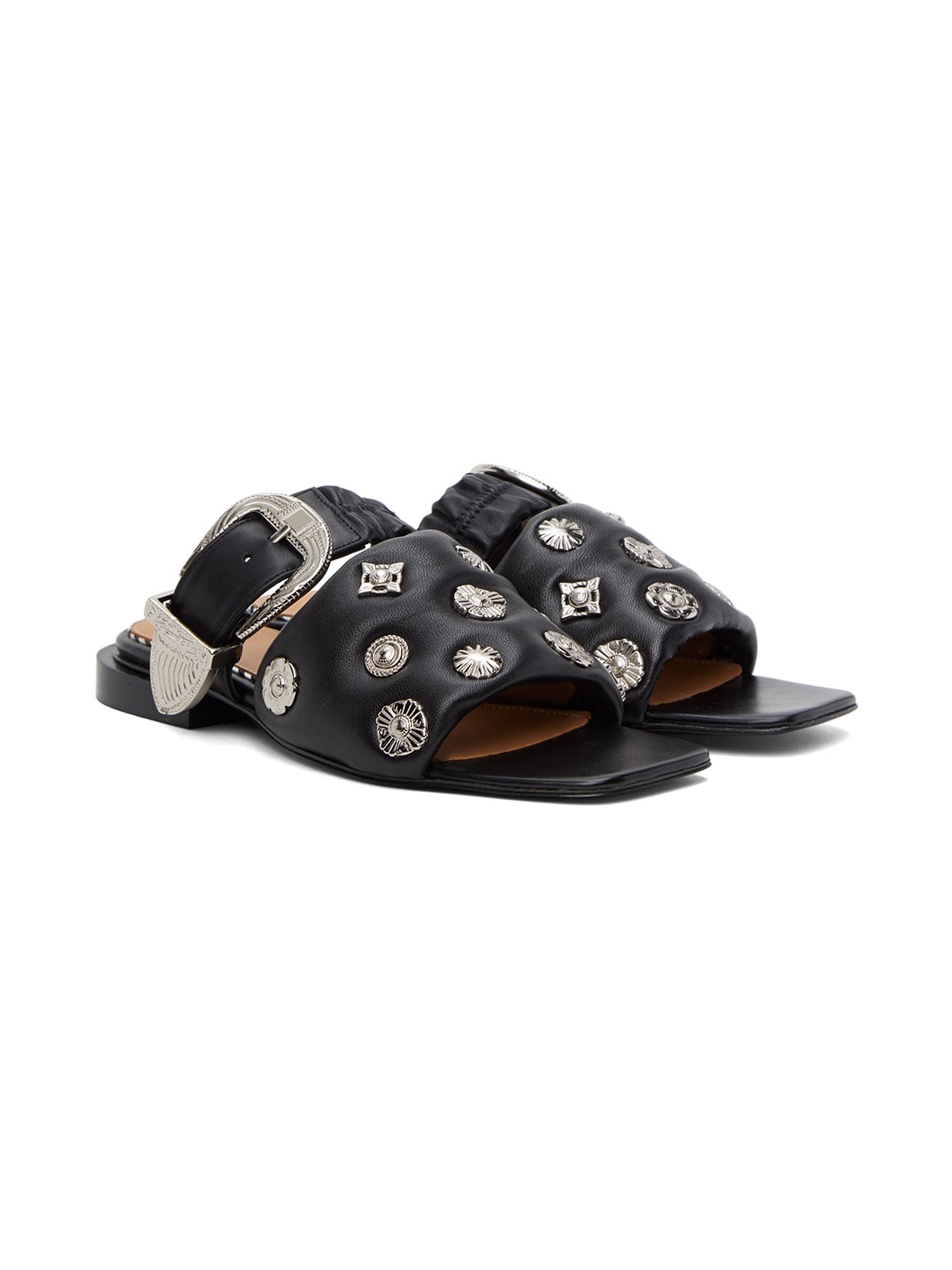 Black Pin-Buckle Sandals - 4