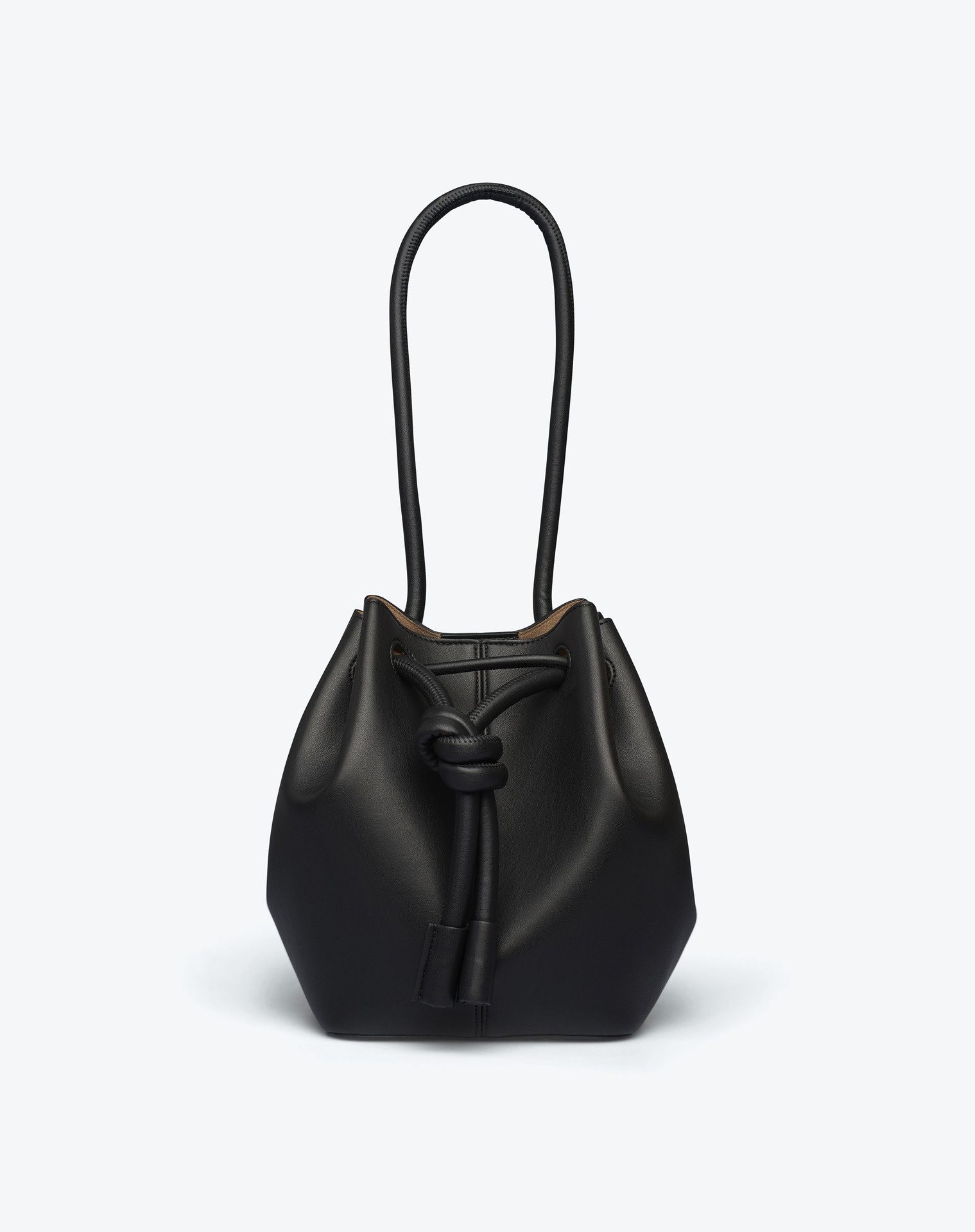 ELONGATED BUCKET - Alt-nappa leather small bucket handle bag - Black - 1