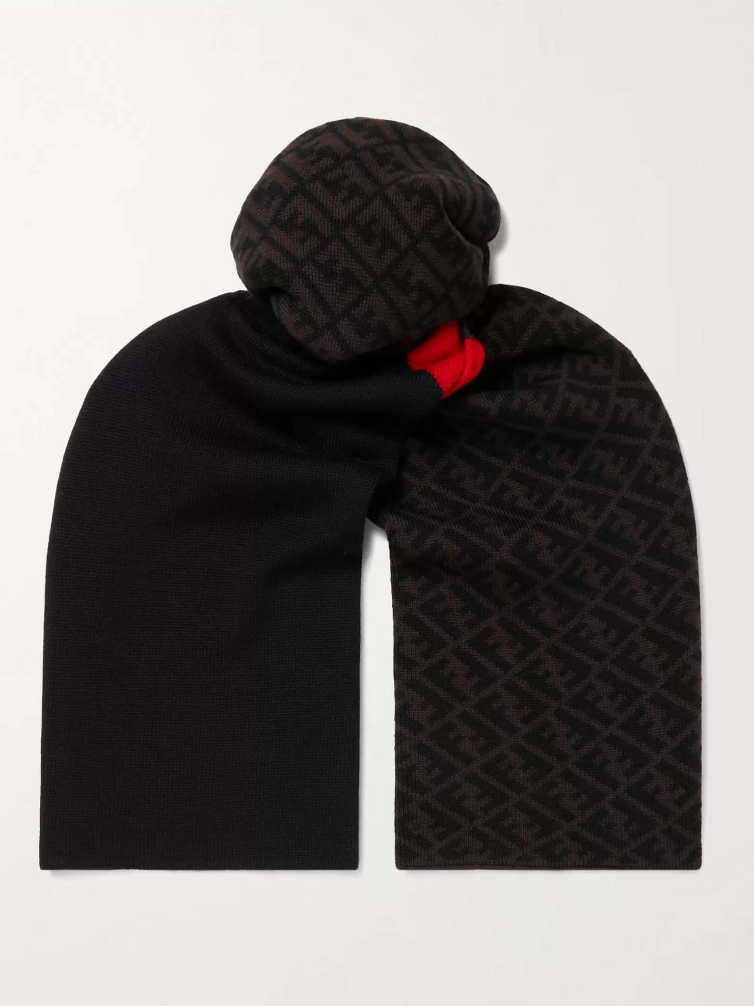 Striped Logo-Jacquard Wool Scarf - 1