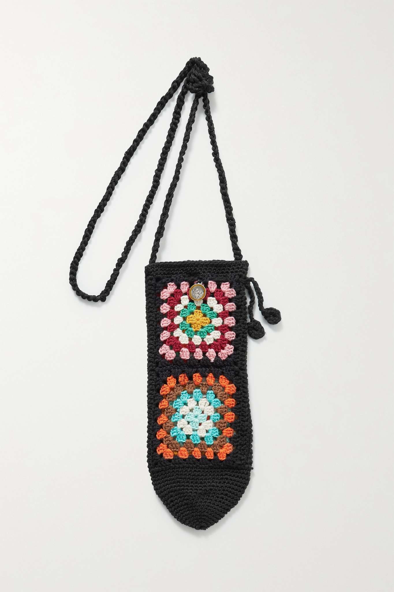 Positive Vibes crocheted cotton shoulder bag - 3