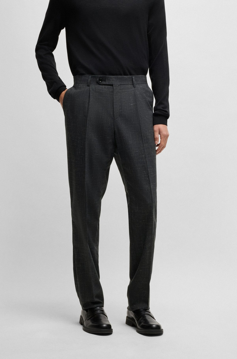 SLIM-FIT SUIT IN PATTERNED WOOL, LINEN AND STRETCH 6