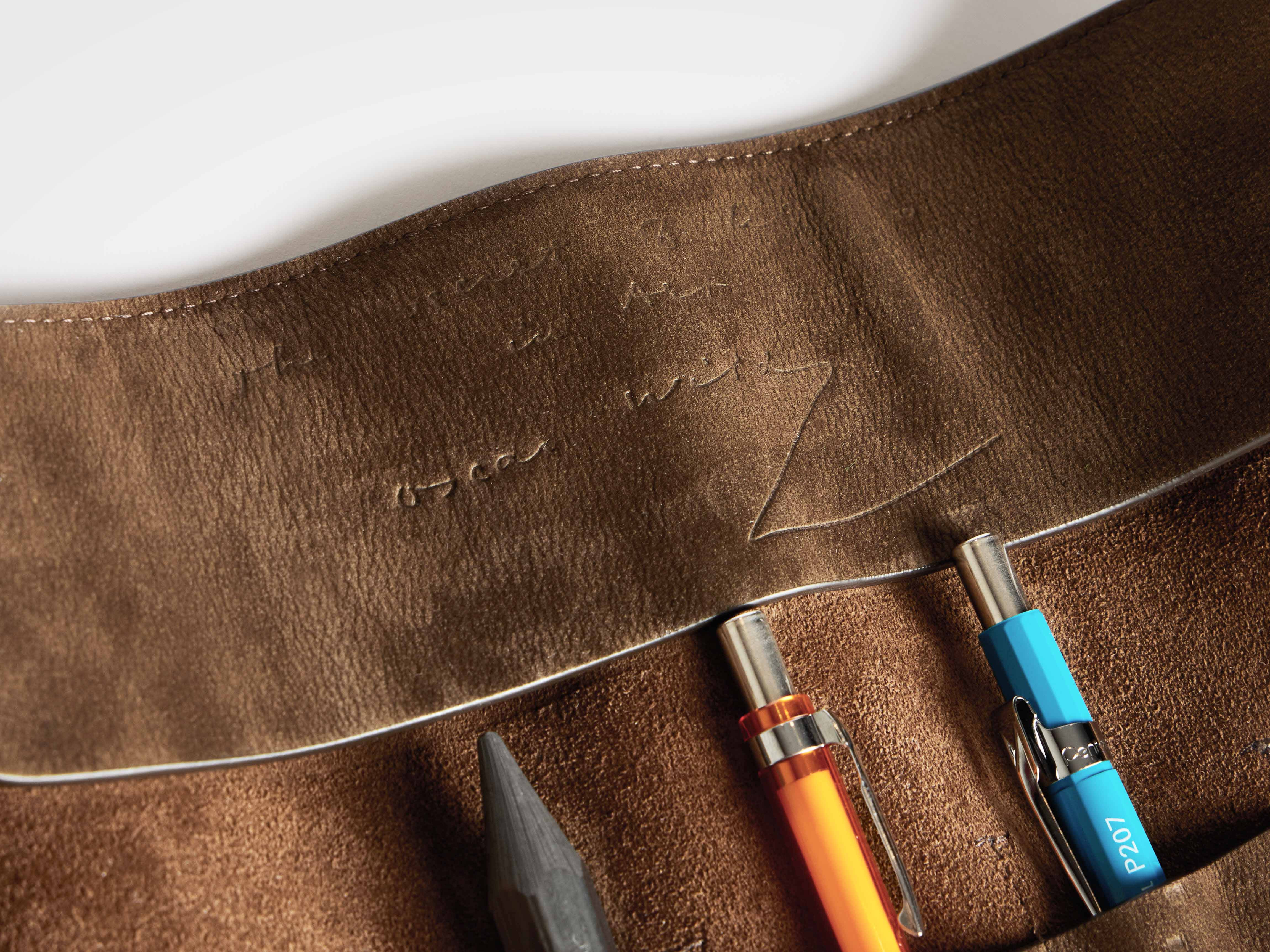 LEATHER PEN-ROLL CASE IN DARK BROWN - 4