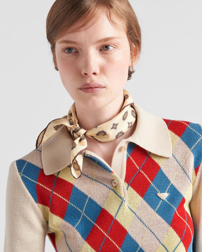 Argyle knit wool polo shirt 4