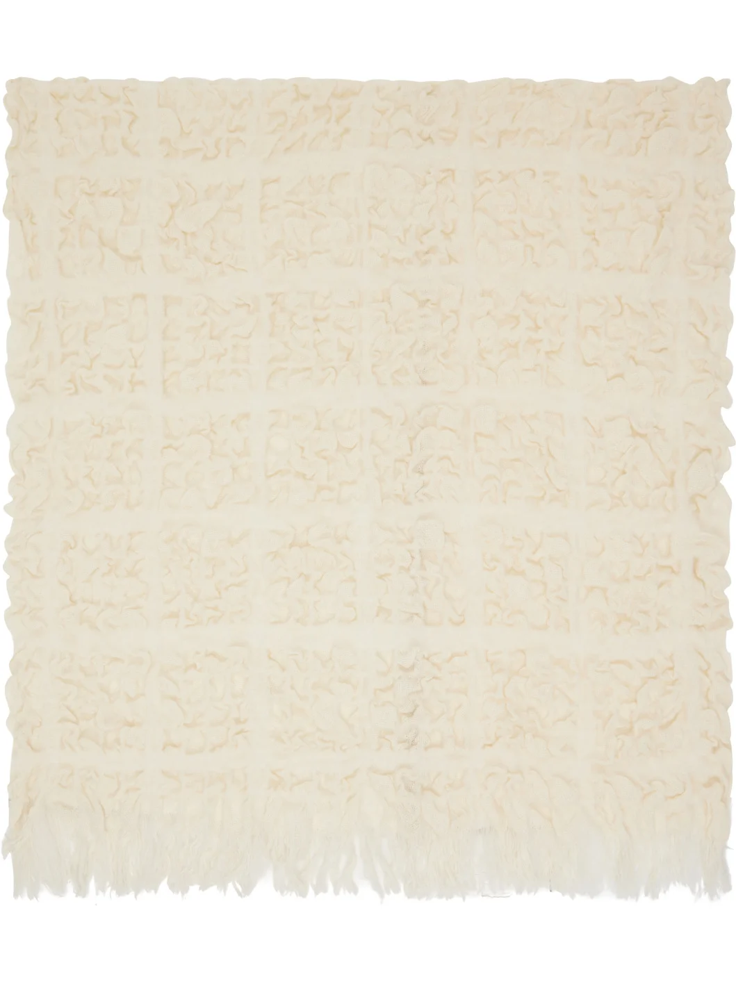 Off-White Handwoven Crepe Wrap Scarf - 1