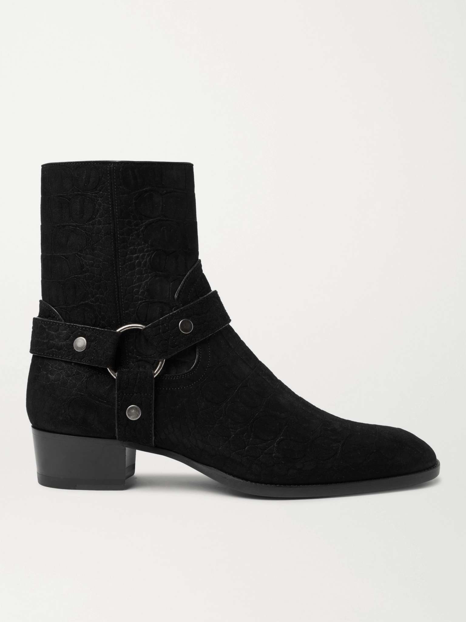 Wyatt 40 Croc-Effect Suede Boots - 1