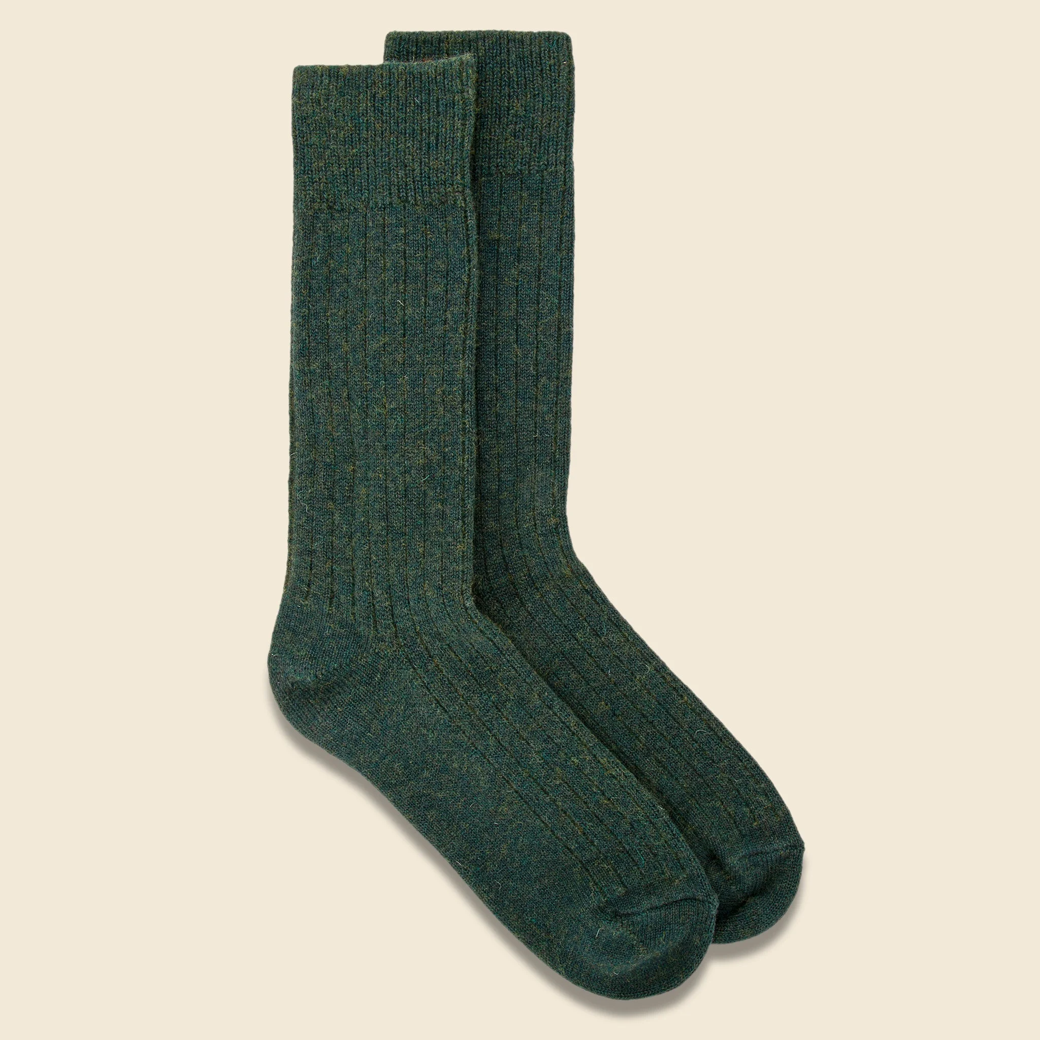 Cotton Wool Rib Sock - Dark Green - 1