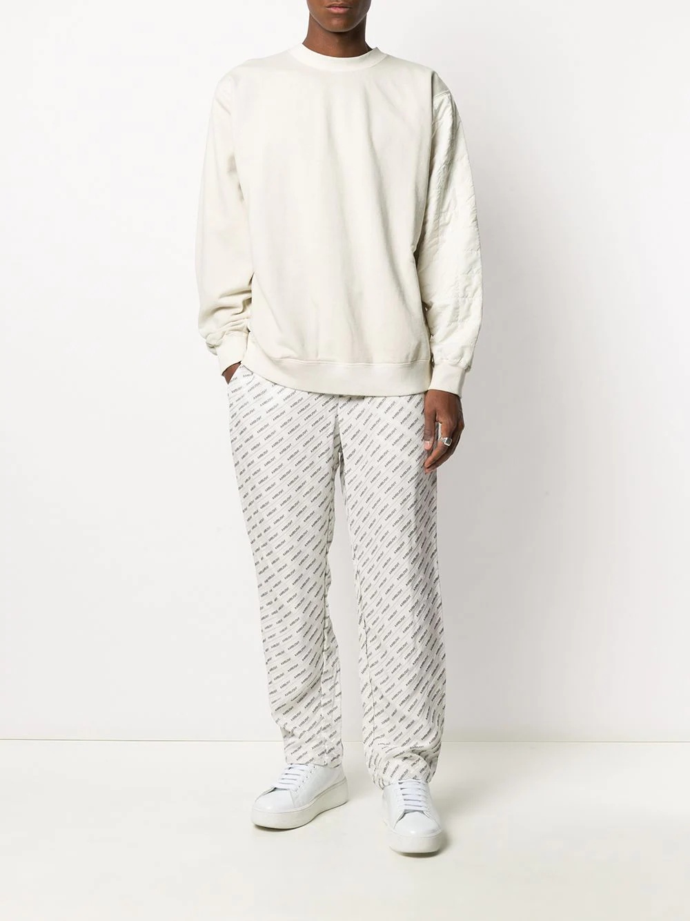 quilted crew neck sweatshirt - 2