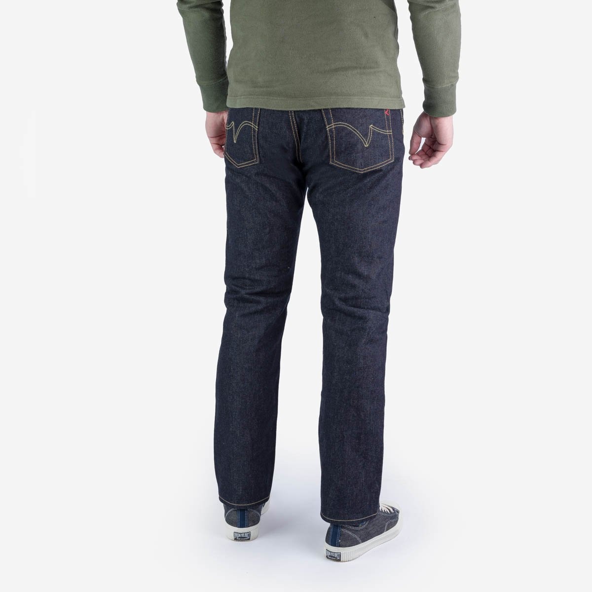 IH-888SBR-14 14oz Broken Twill Selvedge Denim Medium/High Rise Tapered Cut Jeans - Indigo - 3