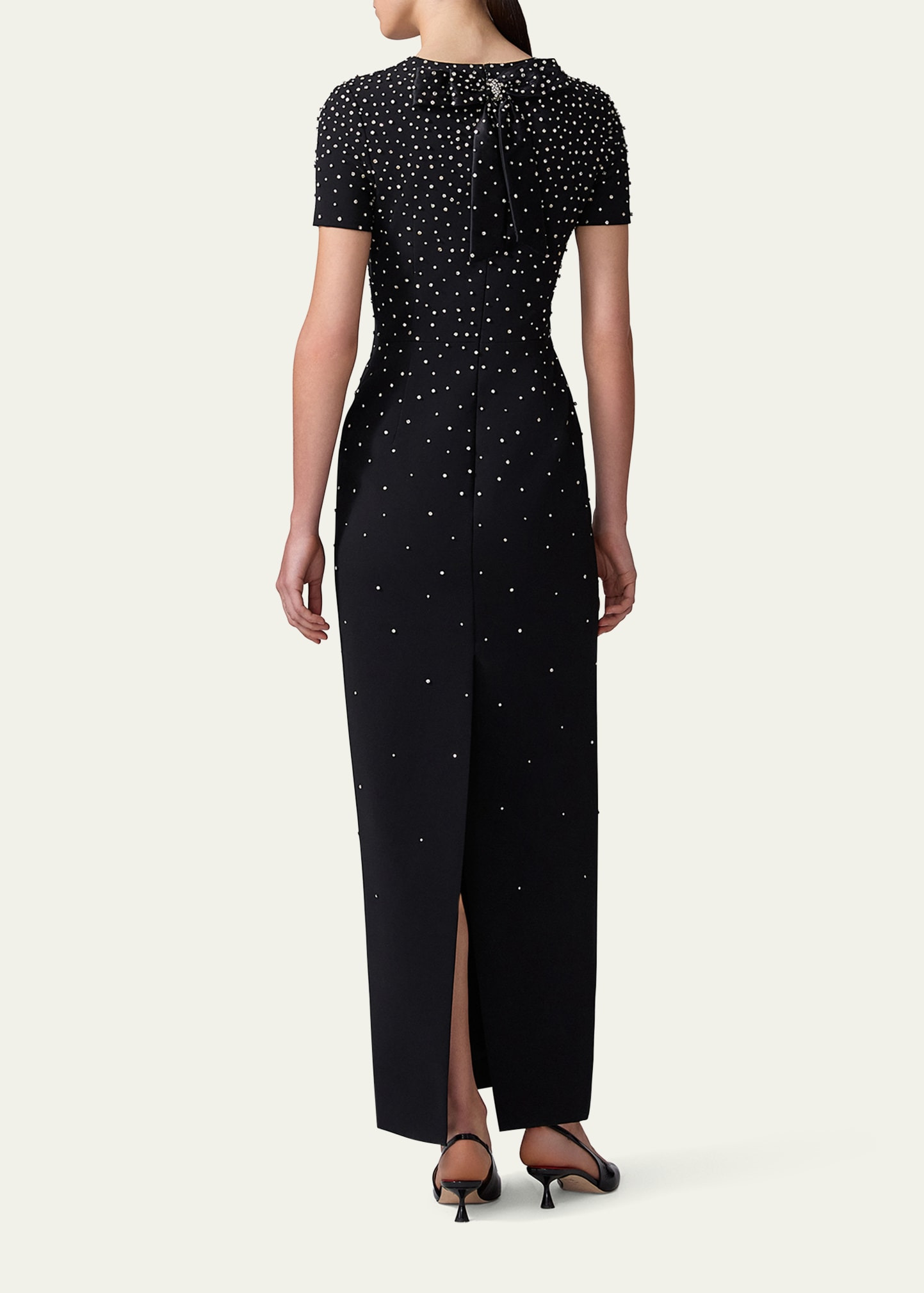 Embellished Short-Sleeve Bow-Back Gown - 3