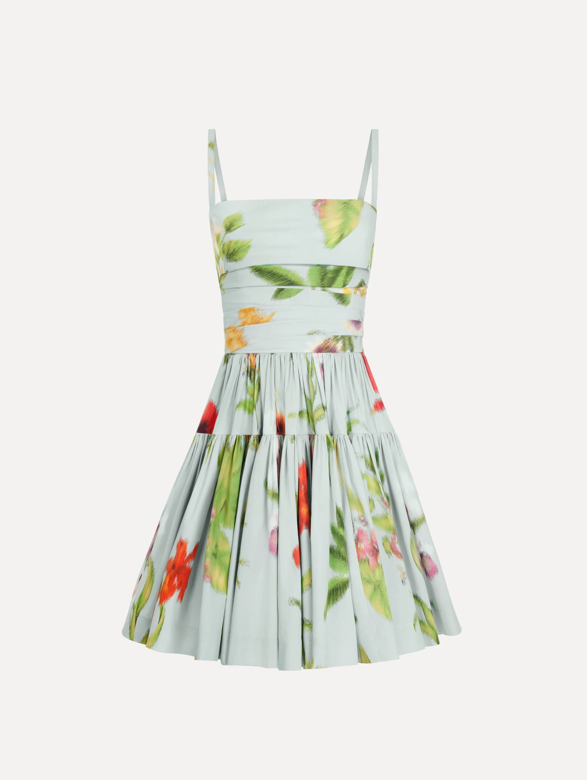 CHINÉ DOMINICAN MIXED-FLORAL COTTON POPLIN TIERED DRESS - 1