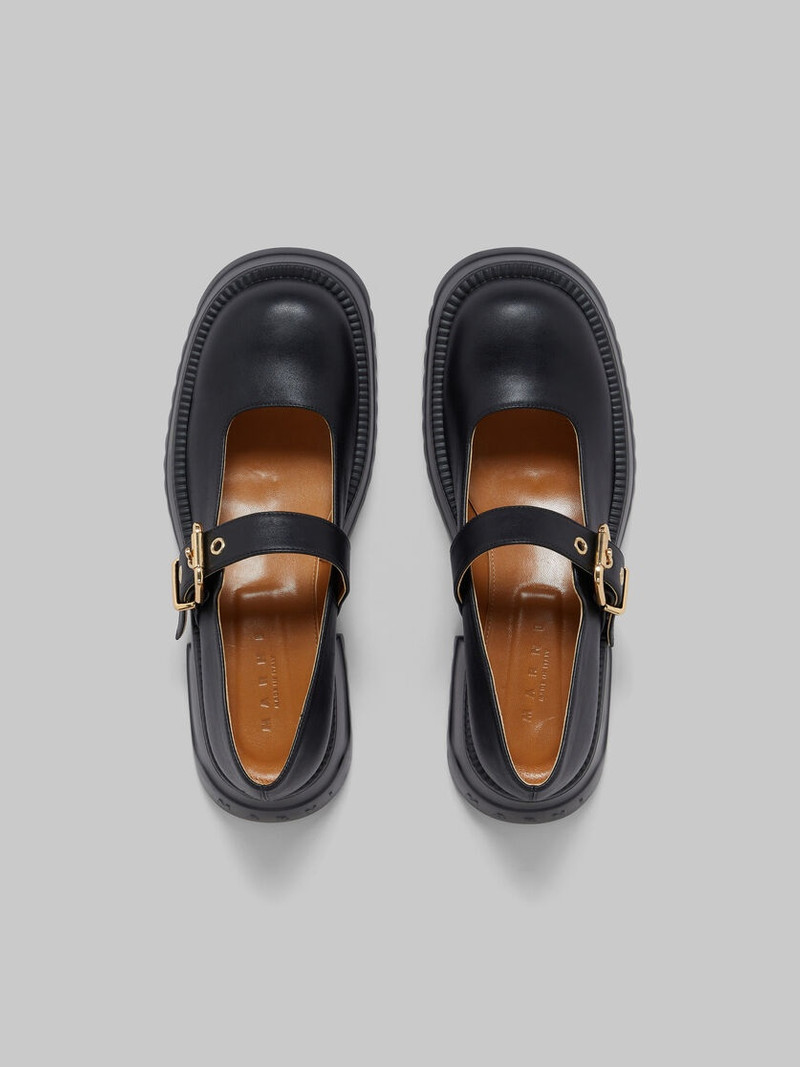 BLACK LEATHER MARY JANE WITH PLATFORM SOLE 4