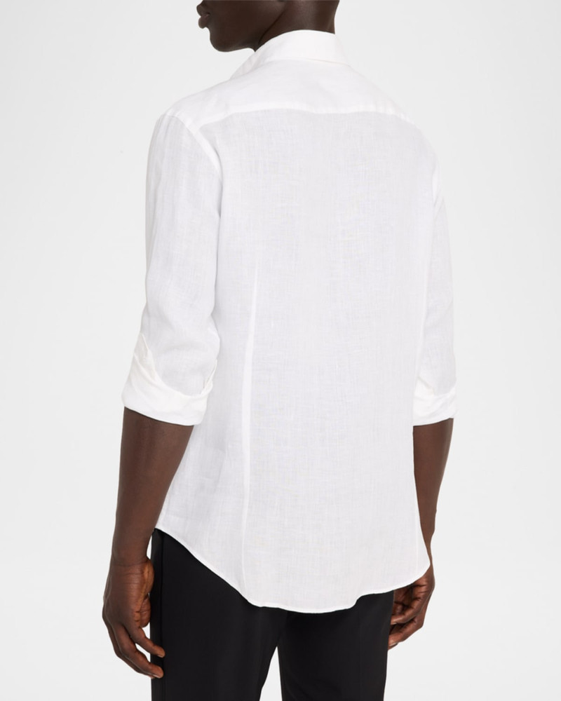 Men's Solid Linen Button-Down Shirt 3