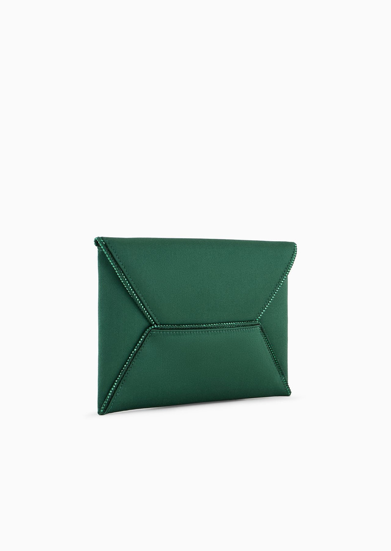 GIORGIO ARMANI Small satin clutch bag with rhinestone piping outlook