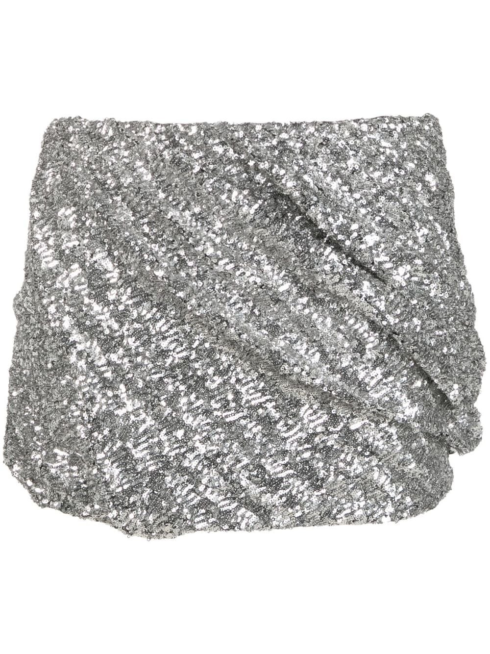 The Attico Sequin Silver Skirt - 1