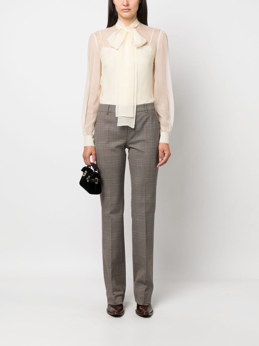 checked straight-leg trousers - 2