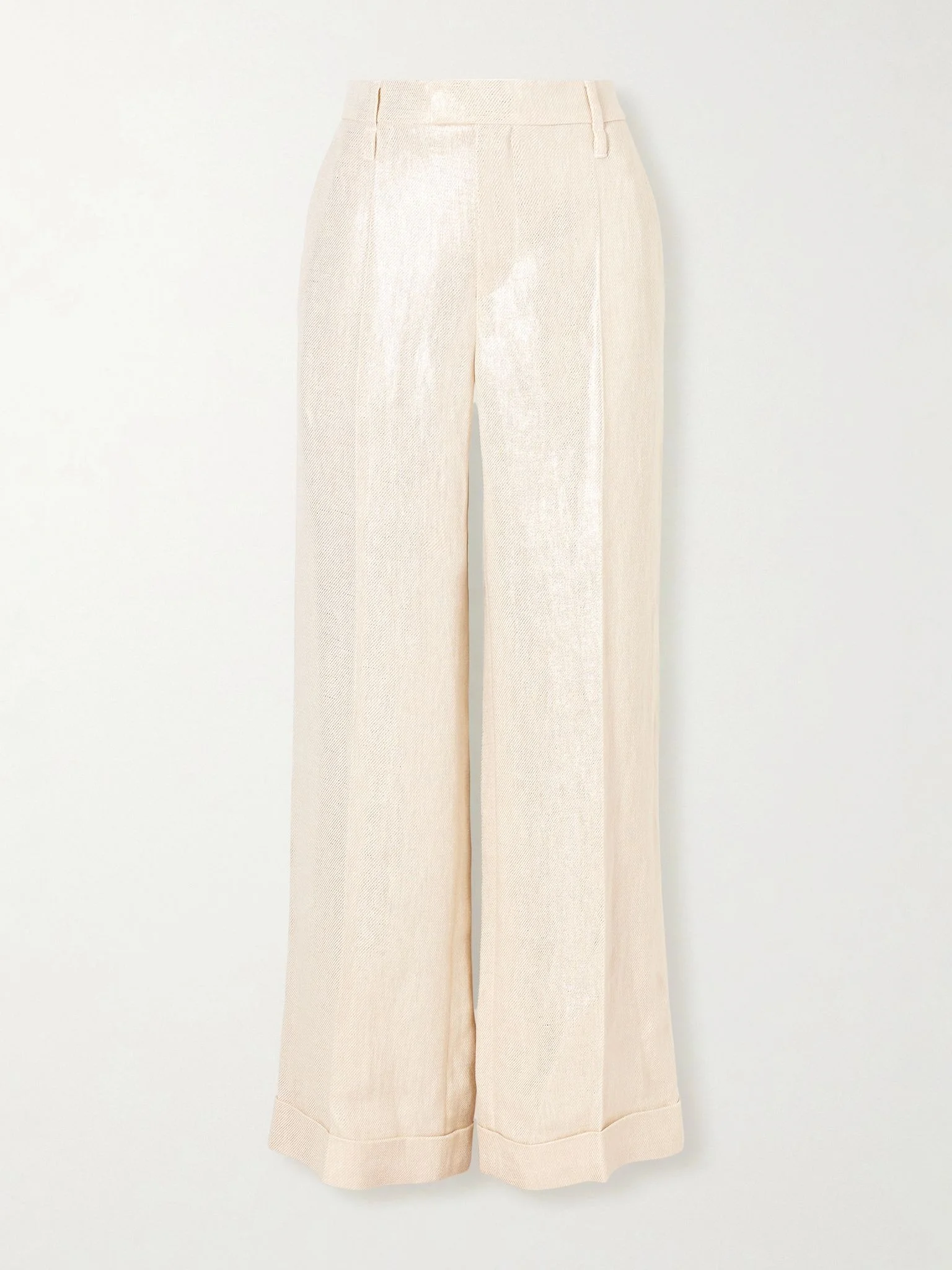 Metallic linen wide-leg pants White - 1