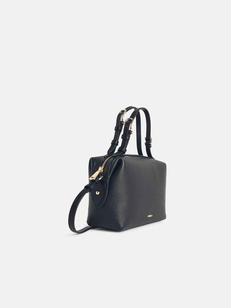 FURLA 'DOUBLE MINI' BLACK LEATHER BAG outlook