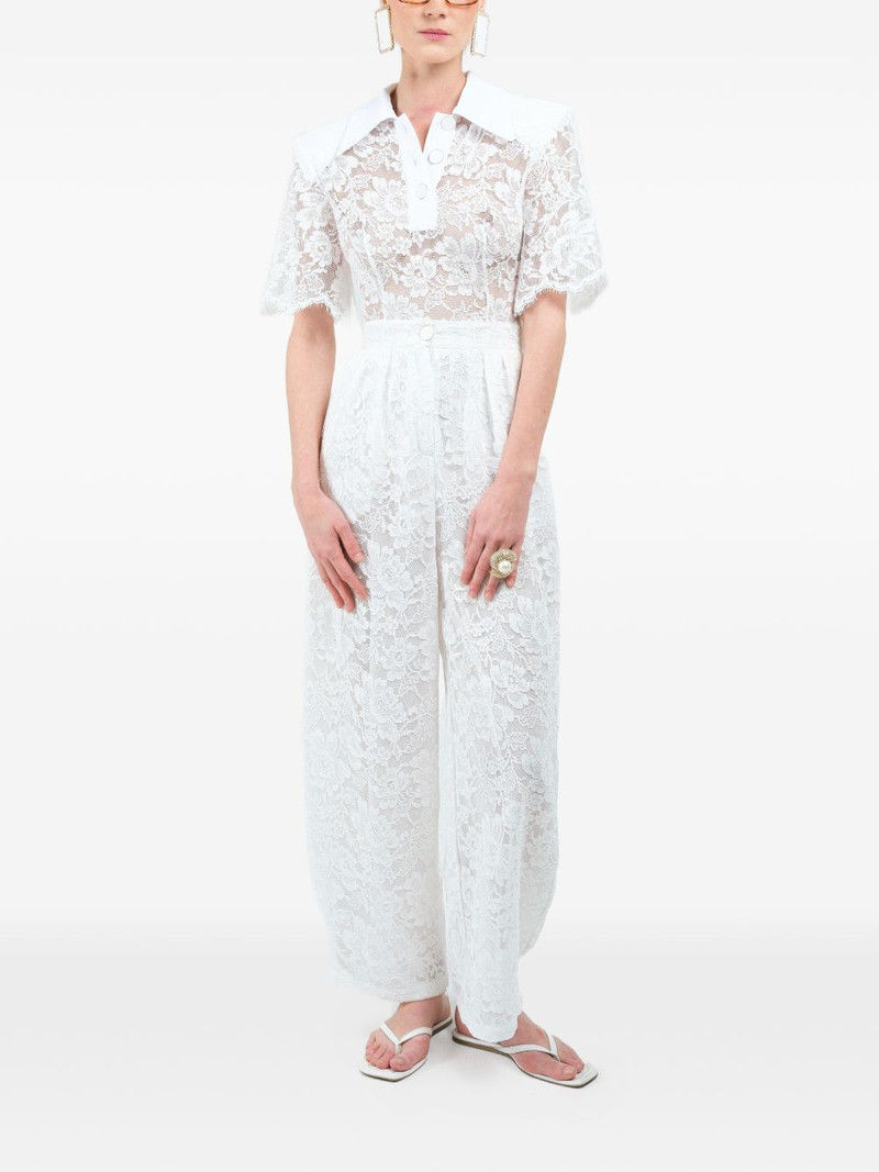 ROWEN ROSE lace short-sleeves polo shirt outlook