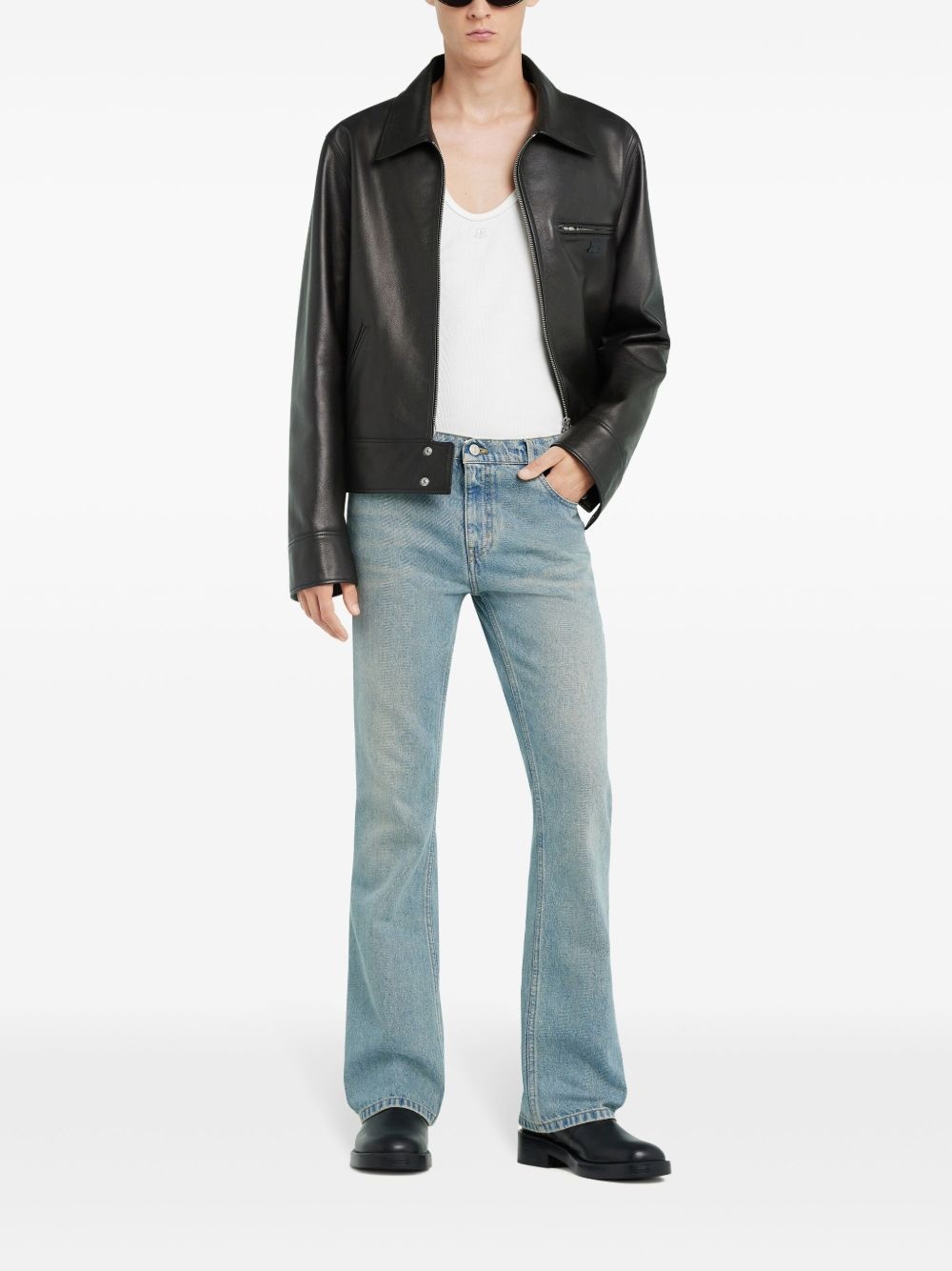 zip-up leather jacket - 2