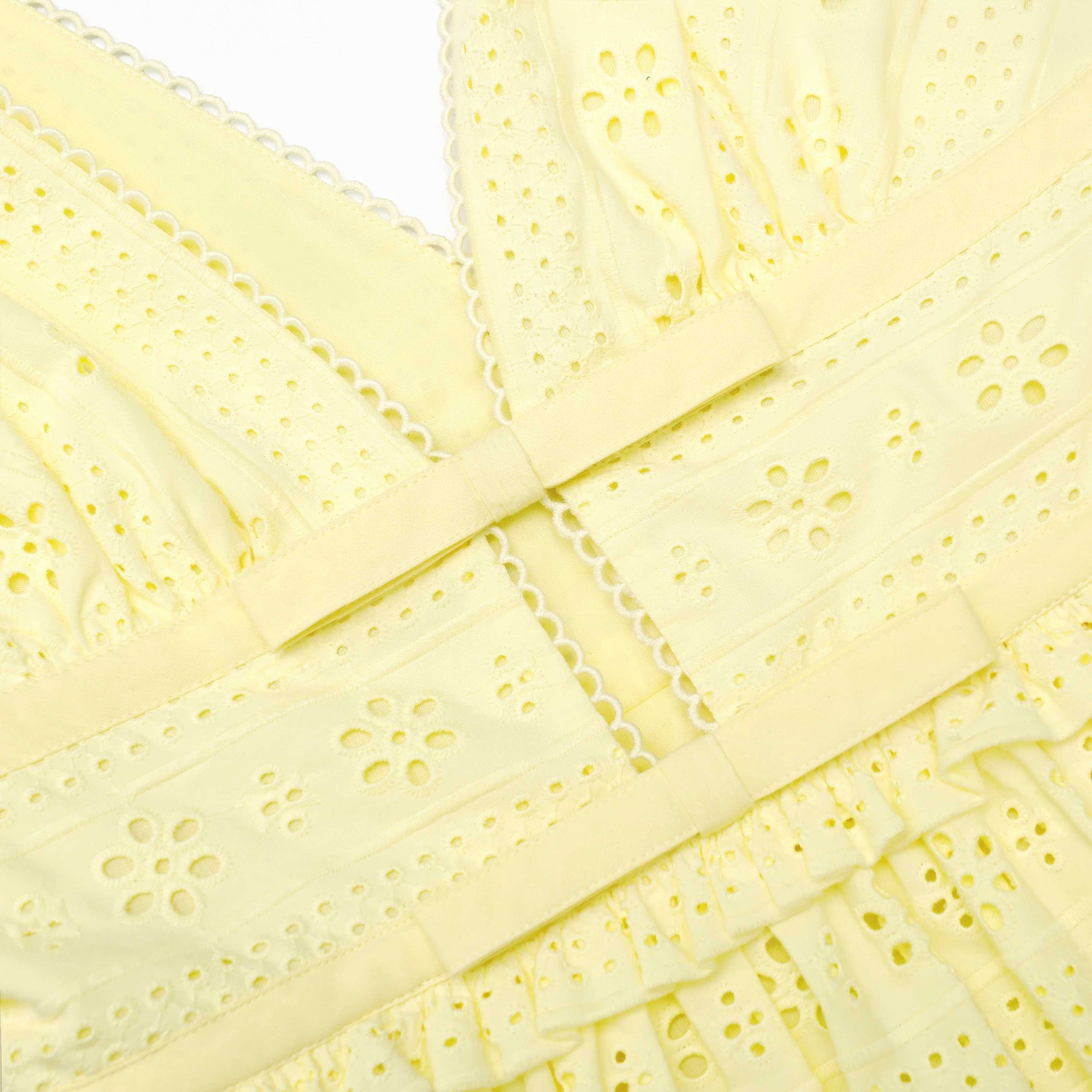 Yellow Cotton Broderie Mini Dress - 5
