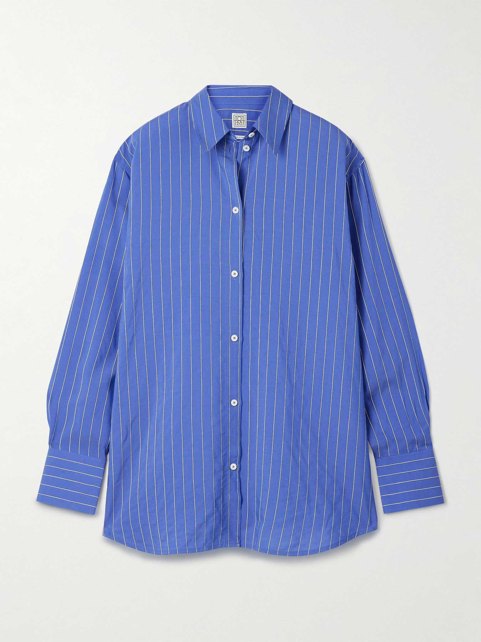 Pinstriped poplin shirt Cobalt blue - 1