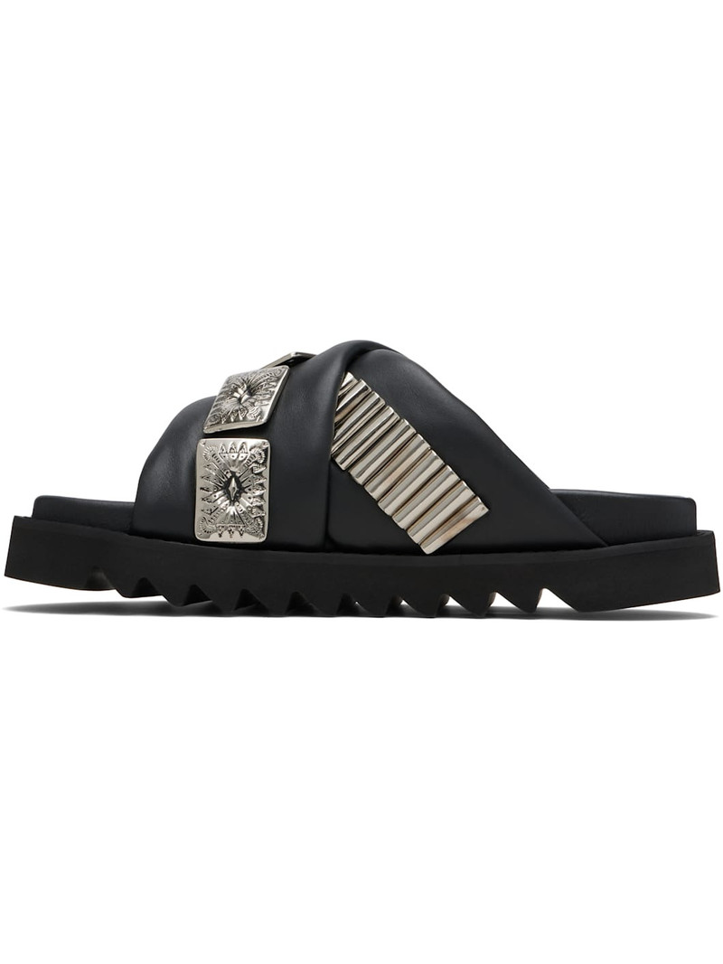 TOGA VIRILIS SSENSE Exclusive Black Leather Sandals outlook