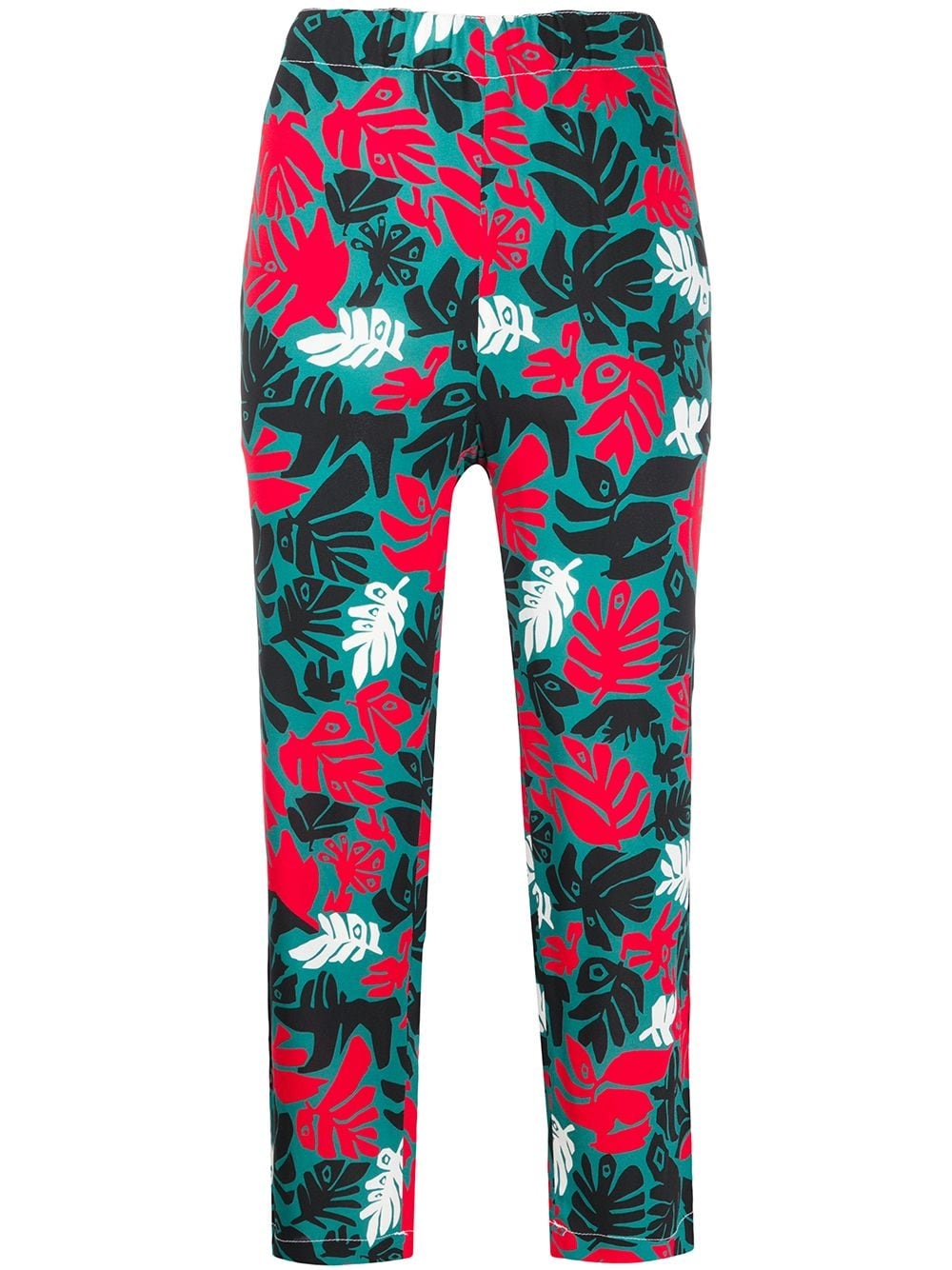 leaf print cropped trousers - 1