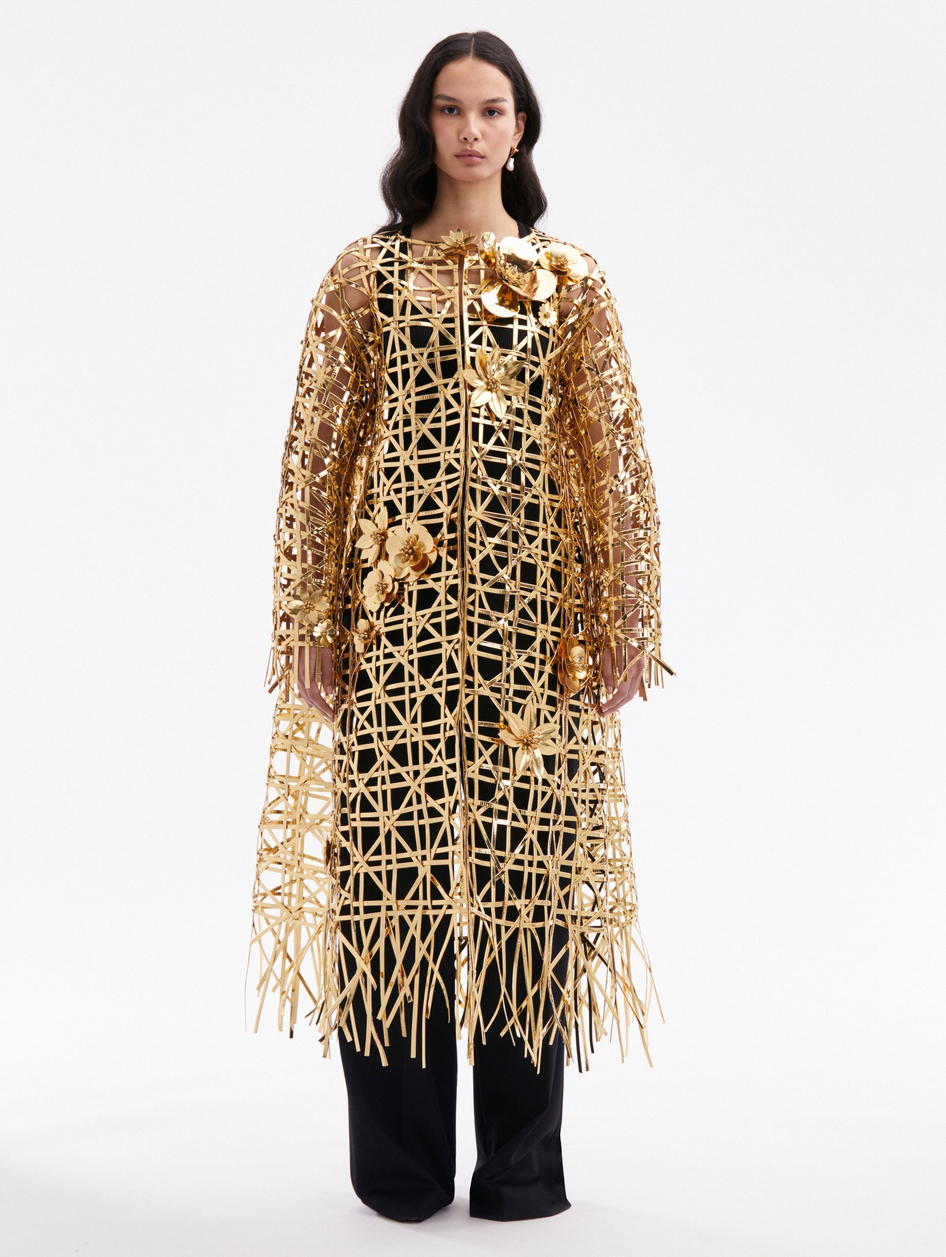 LATTICE EMBROIDERED COAT - 1