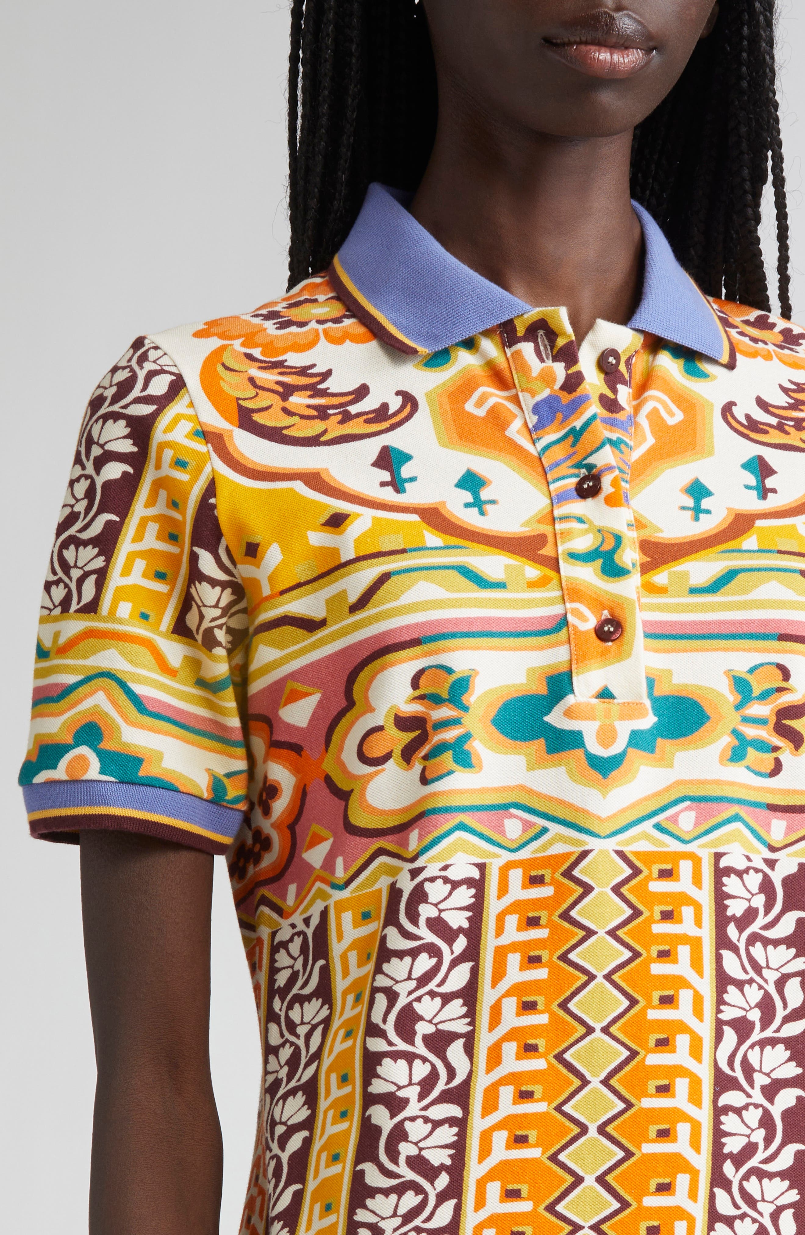 Etro Geo Floral Piqué Polo Minidress in Printed Yellow Base at Nordstrom - 4