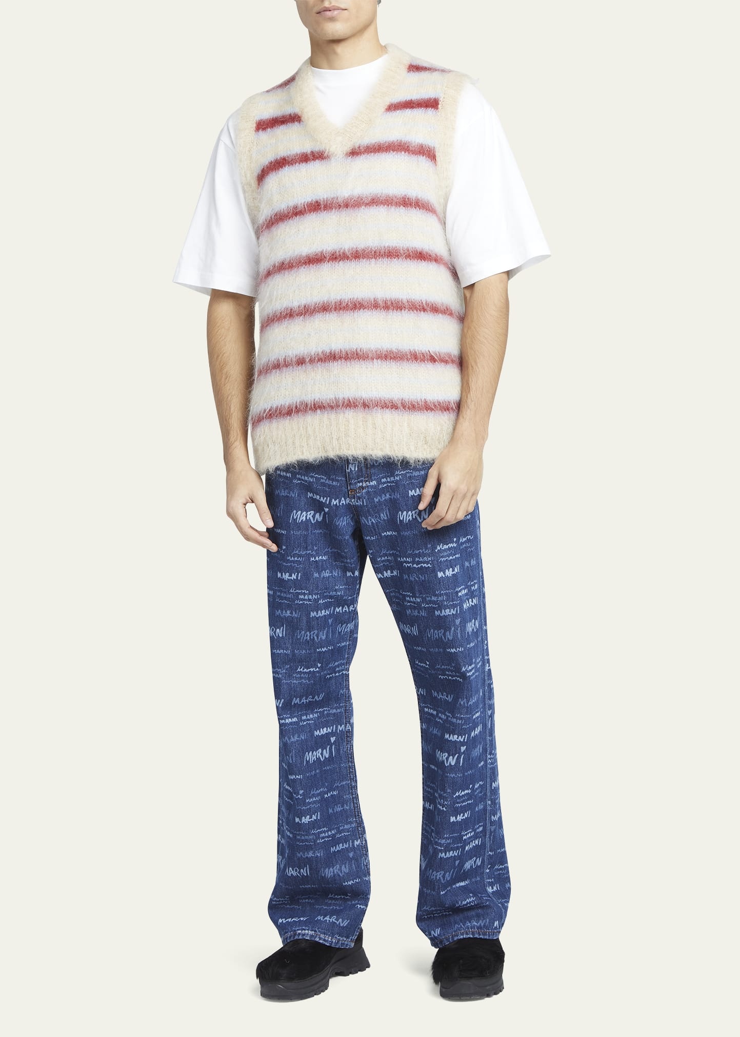 Men's Shaggy Block Stripe Sweater Vest - 1
